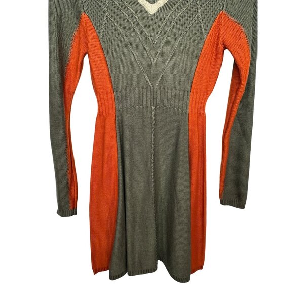 Jessica Simpson Colorblock Knit Sweater Dress Green Orange Size Small - Picture 4 of 14
